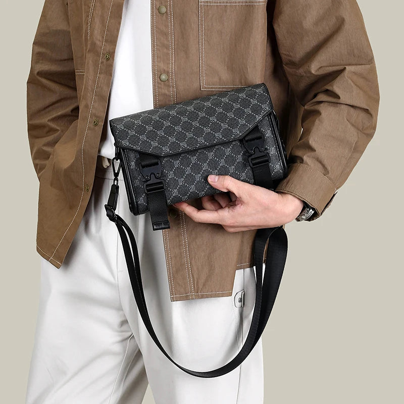 2026 New Design Shoulder Bag Men Crossbody Bag Fashion Business PU Leather Shoulder Bag Male Mobile Phone Bag Purses Handbags