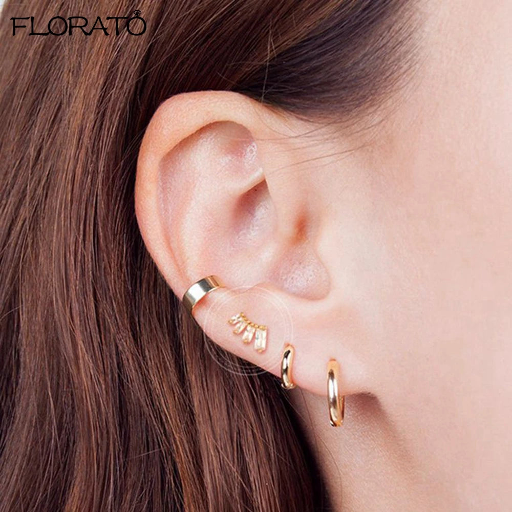 Inlaid Crystal Stud Earrings 925 Sterling Silver Ear Needle CZ Earrings For Women Fashion Popular Jewelry Exquisite Gift