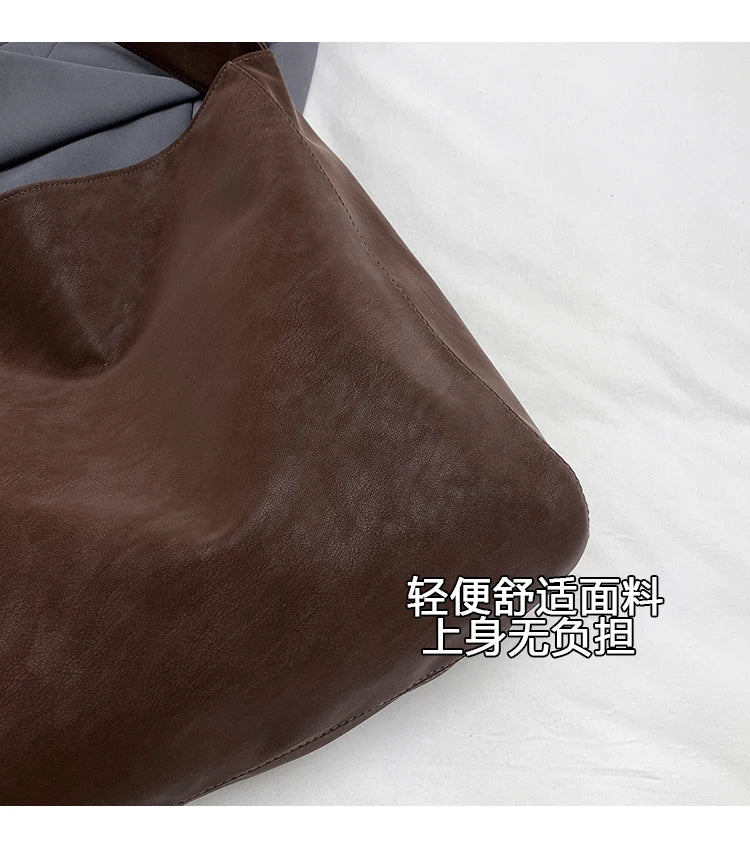 Faux Suede Solid Color Simple Casual Tote 2025 Winter Retro Shoulder Bags Large Capacity Temperament Versatile Women's Handbags