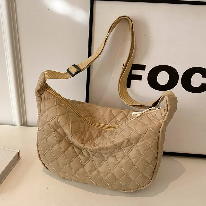2025 Spring Grid Dumpling Bag Women Crossbody Shoulder Bag ins Design Casual Daily Use Purse