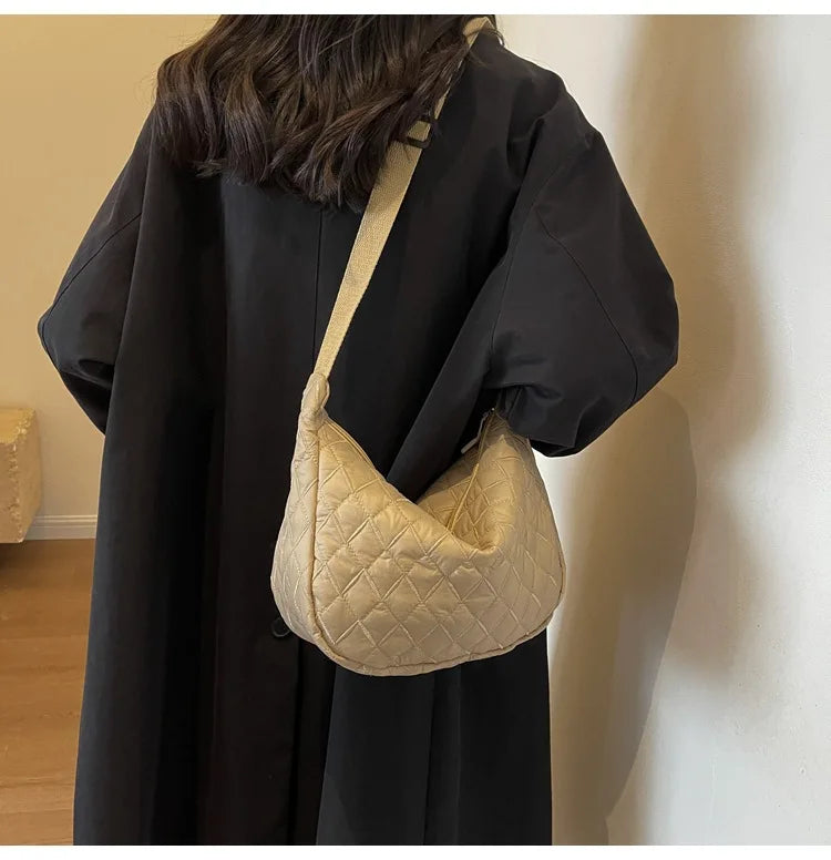 2025 Spring Grid Dumpling Bag Women Crossbody Shoulder Bag ins Design Casual Daily Use Purse