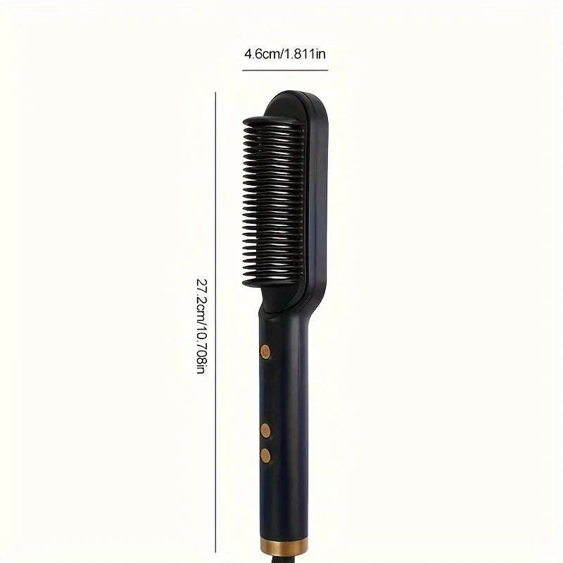 1pc Professional 2-in-1 Hair Straightening Brush - Wet & Dry Use, Versatile Styling Tool for Straightening and Curling