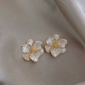 Zircon Floral Stud Earrings for Women French Retro Elegant Earrings Temperament Jewelry Korean Wedding Romantic Jewelry Gifts