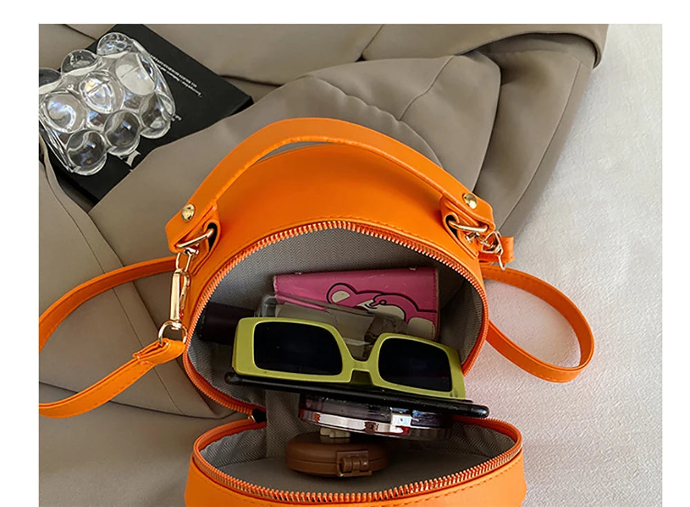 Creative Fruit Design Crossbody Bags for Women Phones Summer Cute Orange-Slices Shaped Circular Small Single Shoulder Bag 2025