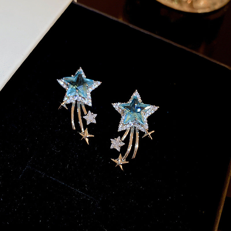 Star Zircon Earrings for Women Creative Delicate Ear Hook Temperament Luxury Fashion High Sense Sparkle Unique Jewelry