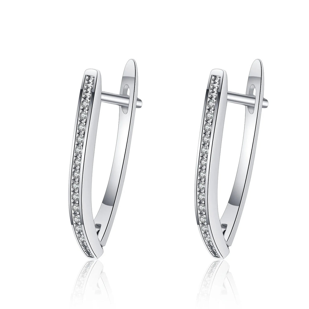 925 Sterling Silver Zircon Stud Earrings For Women High Quality Luxury Bridal Wedding Silver 925 Jewelry