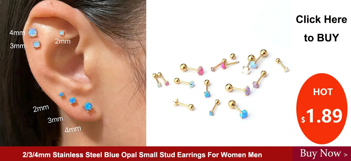2PCS Stainless Steel 2/3/4/5mm Zircon Sparkling Stud Earrings for Women Girl Minimalism Labret Lip Tragus Helix Piercing Jewelry