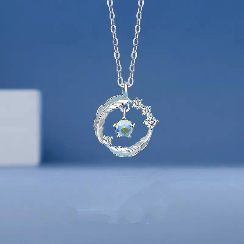 1PC New Elegent Silver Color Crystal Star Moon Necklace Charm Pendant Choker Necklace For Girl Women Statement Wedding Jewelries
