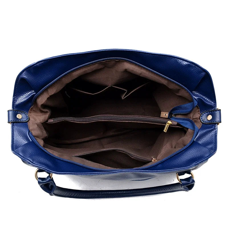 Classic Women’s Soft PU Leather Handbag Large Capacity Female Shoulder Tote Bag with Crossbody Strap for Daily Use