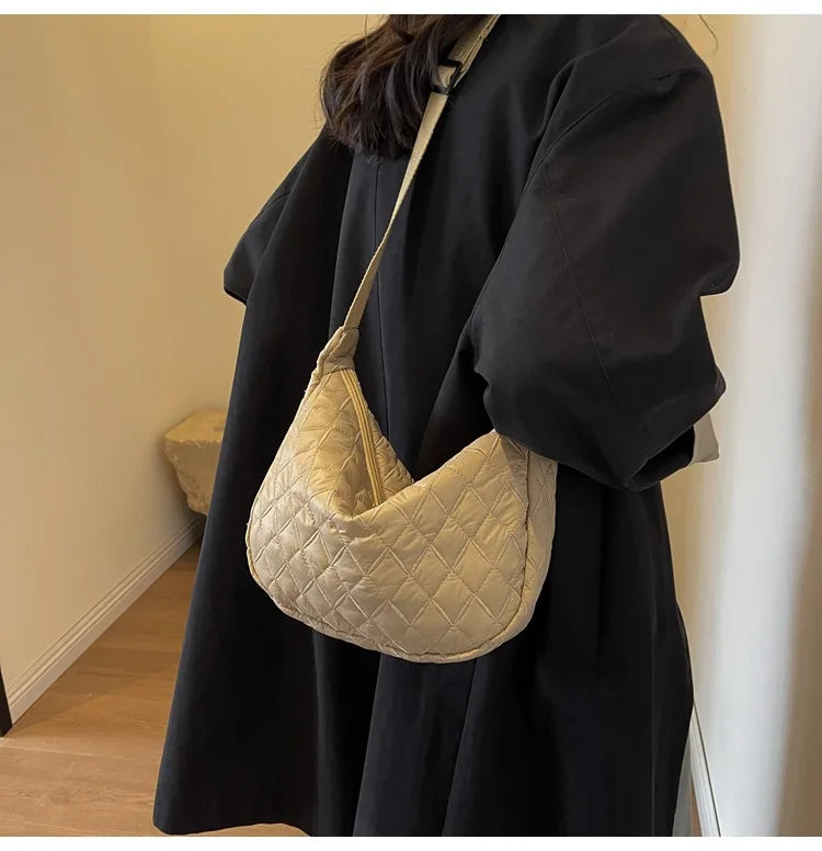 2025 Spring Grid Dumpling Bag Women Crossbody Shoulder Bag ins Design Casual Daily Use Purse