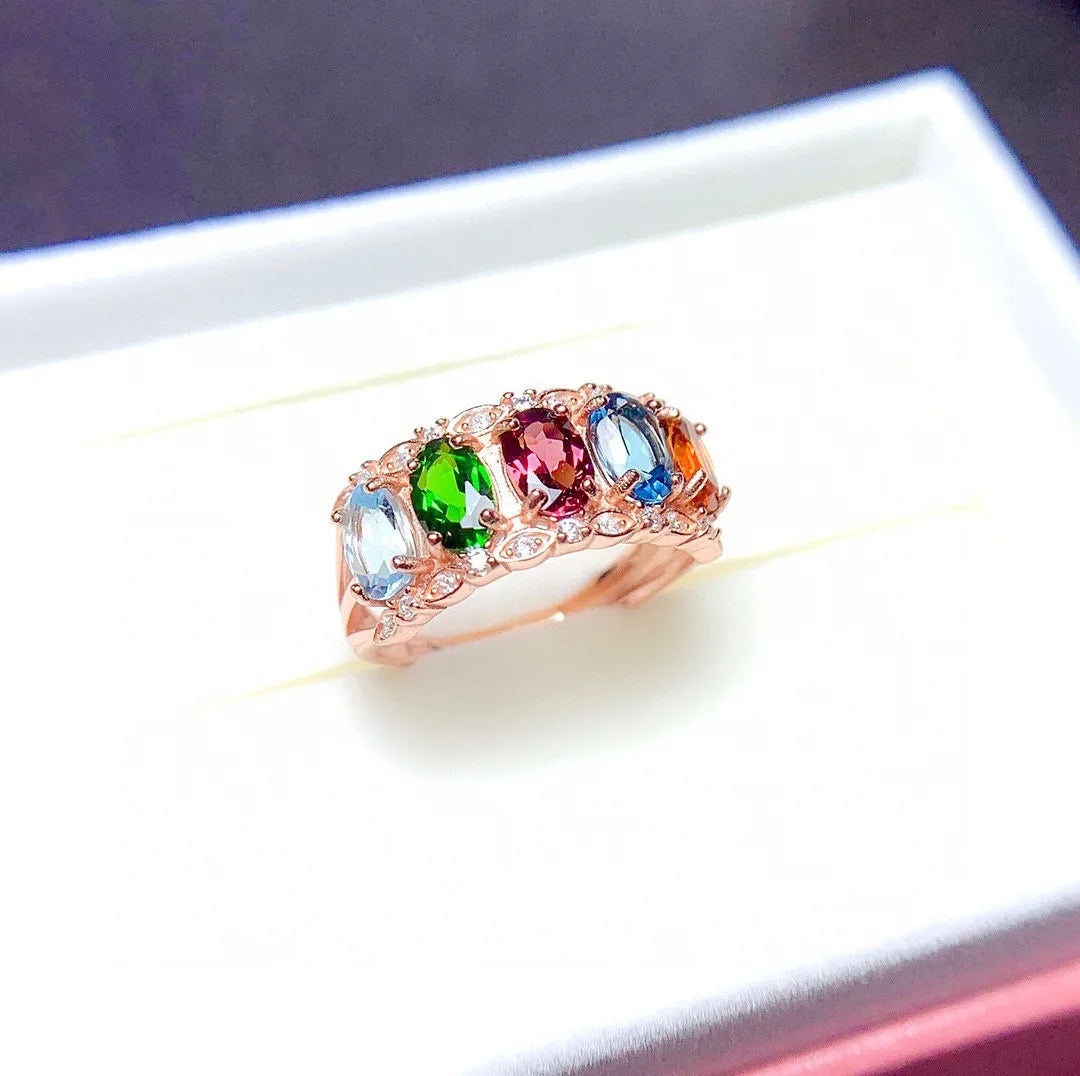Adjustable Aesthetic Dainty Opening Ring for Women Multicolor Crystal Zirconia Rose Gold Color Finger Accessories Jewelry KAR200