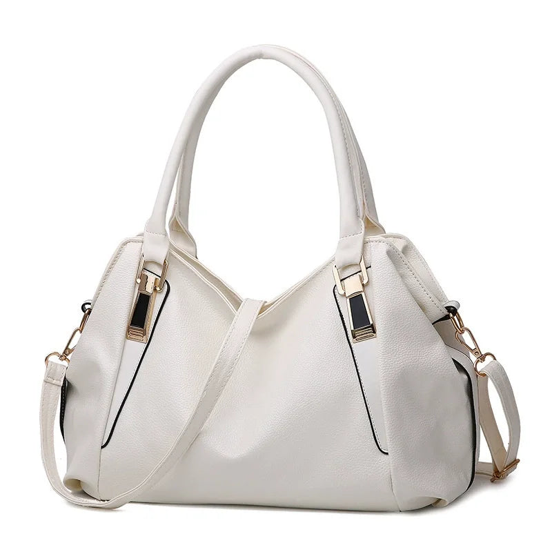 Classic Women’s Soft PU Leather Handbag Large Capacity Female Shoulder Tote Bag with Crossbody Strap for Daily Use
