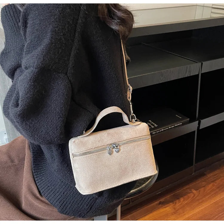 Autumn Winter Premium Suede Tote Bag Texture Simple and Versatile Crossbody Shoulder Bag Retro Vintage Stylish Lunch Box Bag