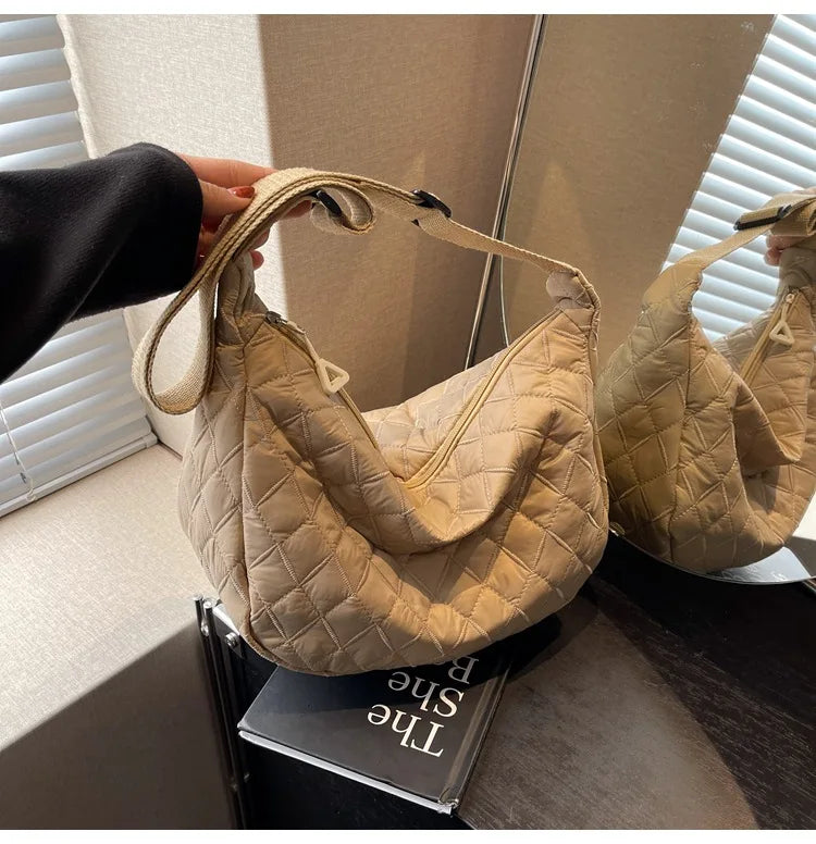 2025 Spring Grid Dumpling Bag Women Crossbody Shoulder Bag ins Design Casual Daily Use Purse