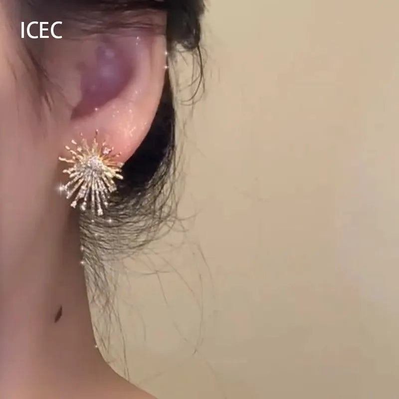 New flower Zircon Earrings and Earstuds for Women's Fashion, Light Luxury, Personalized and High end Earrings