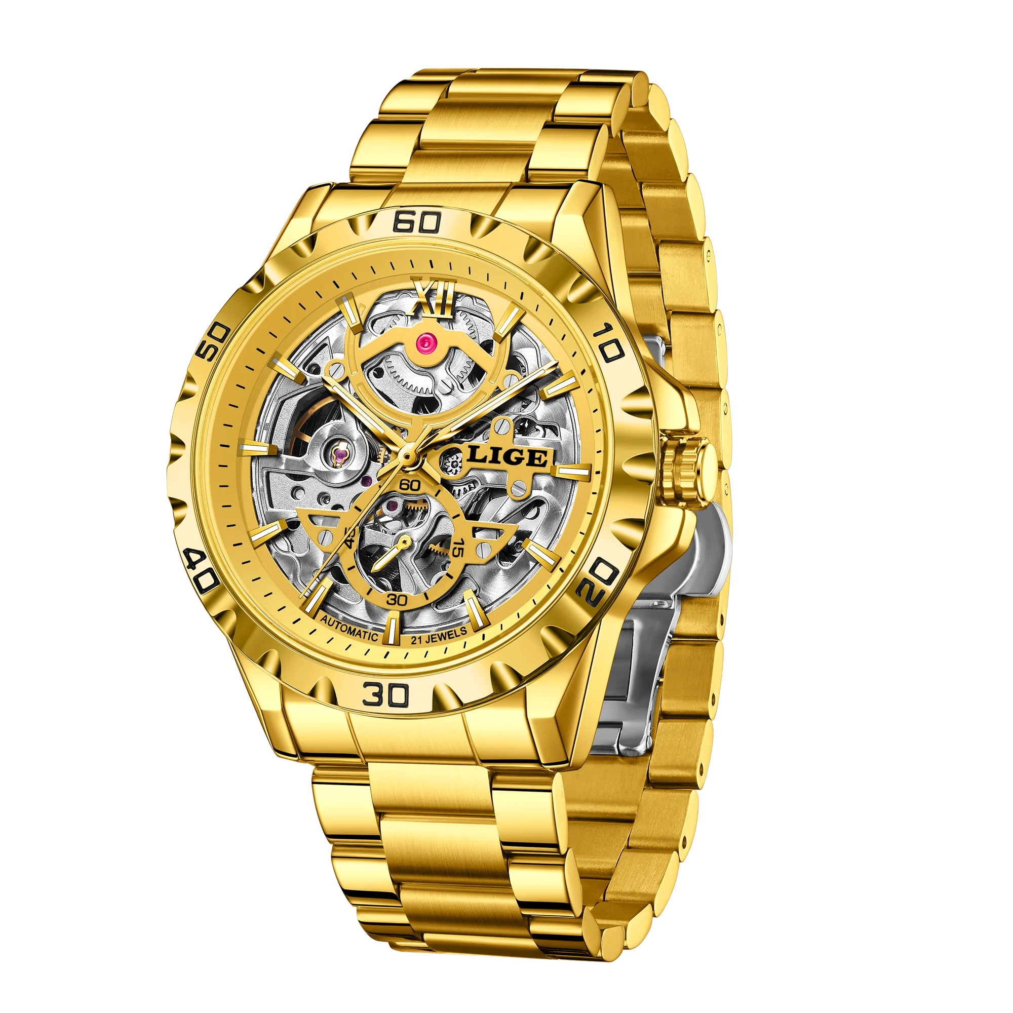 LIGE Luxury mechanical Watches Automatic wristwatches Date Luminous Waterproof Hollow TourbillonMen Watch Relogio mecanico reloj