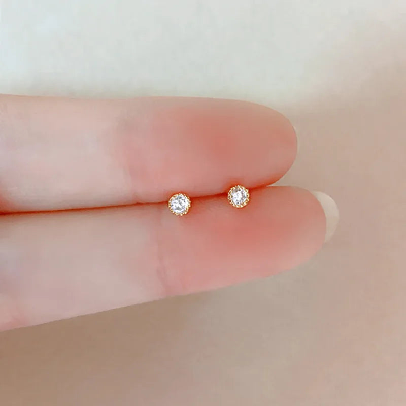 925 Sterling Silver Jewelry Black Square Round Zircon Geomatric Stud Earrings for Women Wedding Party Jewelry For Girls Gift