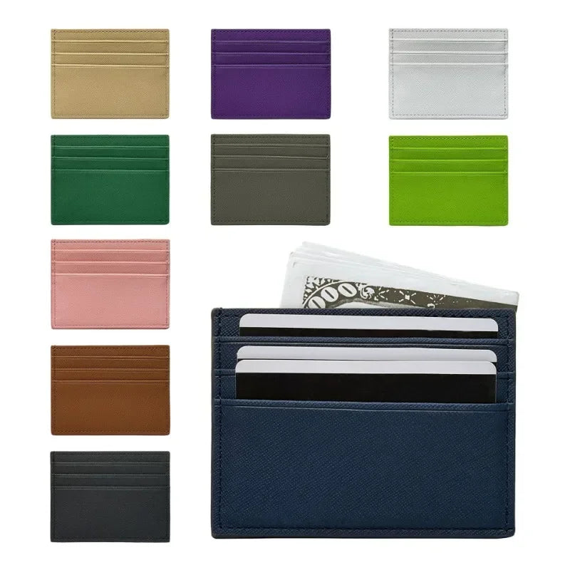 Leather Ultra-thin Card Holder Wallet Large Capacity Double Side Multi-slot Bank Credit Card Gift Card Case ID Bag for Men Women