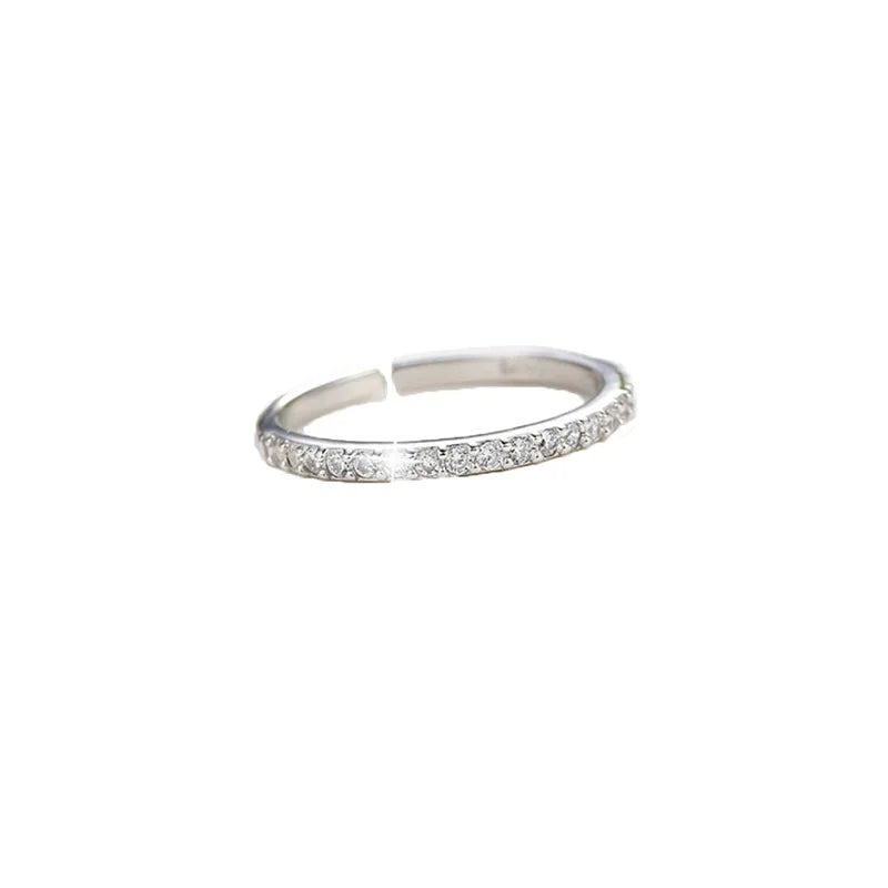925 Sterling Silver Adjustable Rings For Women Row Zircon Luxury Fine Jewelry Aesthetic Vintage Wedding Jewellery Argent 925