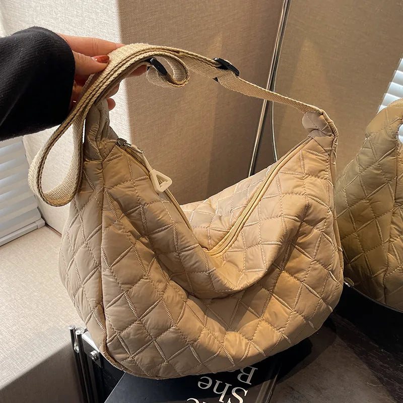 2025 Spring Grid Dumpling Bag Women Crossbody Shoulder Bag ins Design Casual Daily Use Purse