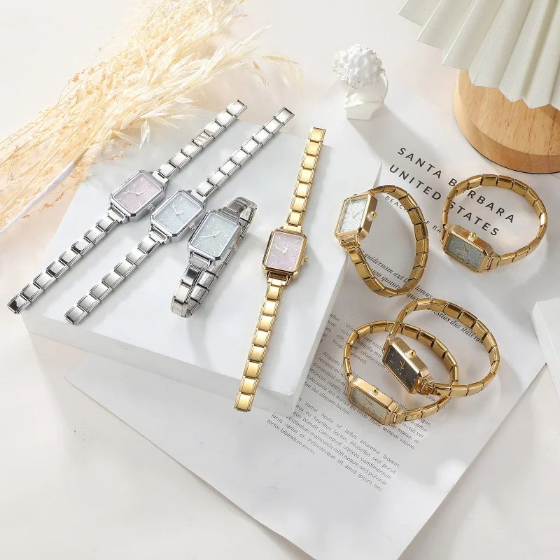 Design Minimalist Women Men Squarel Watch Stainless Steel 9mm Strap Fashion Party Birthday Daily Perfect Gift