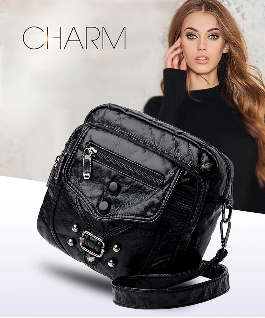 Many Pockets Shoulder Crossbody Bags for Women 2022 Brand Designr Soft Leather Handbags Leisure Style Ladies Messenger Bags Sac
