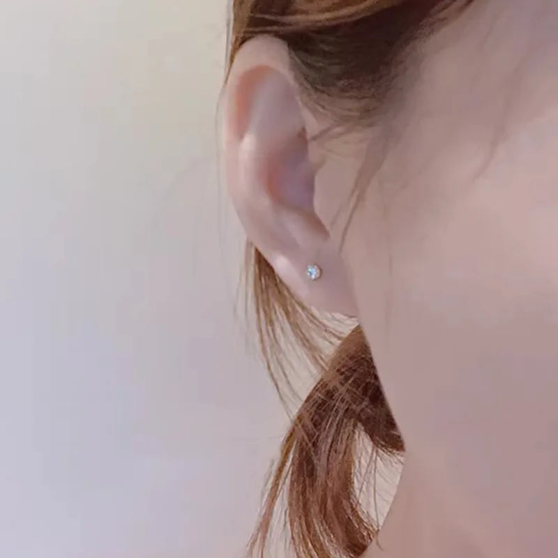 925 Sterling Silver Jewelry Black Square Round Zircon Geomatric Stud Earrings for Women Wedding Party Jewelry For Girls Gift