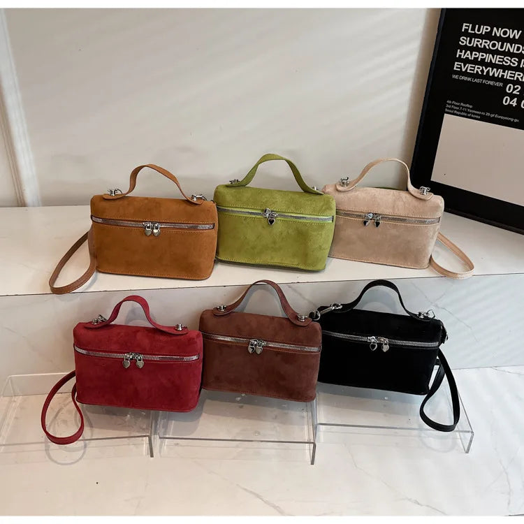 Autumn Winter Premium Suede Tote Bag Texture Simple and Versatile Crossbody Shoulder Bag Retro Vintage Stylish Lunch Box Bag