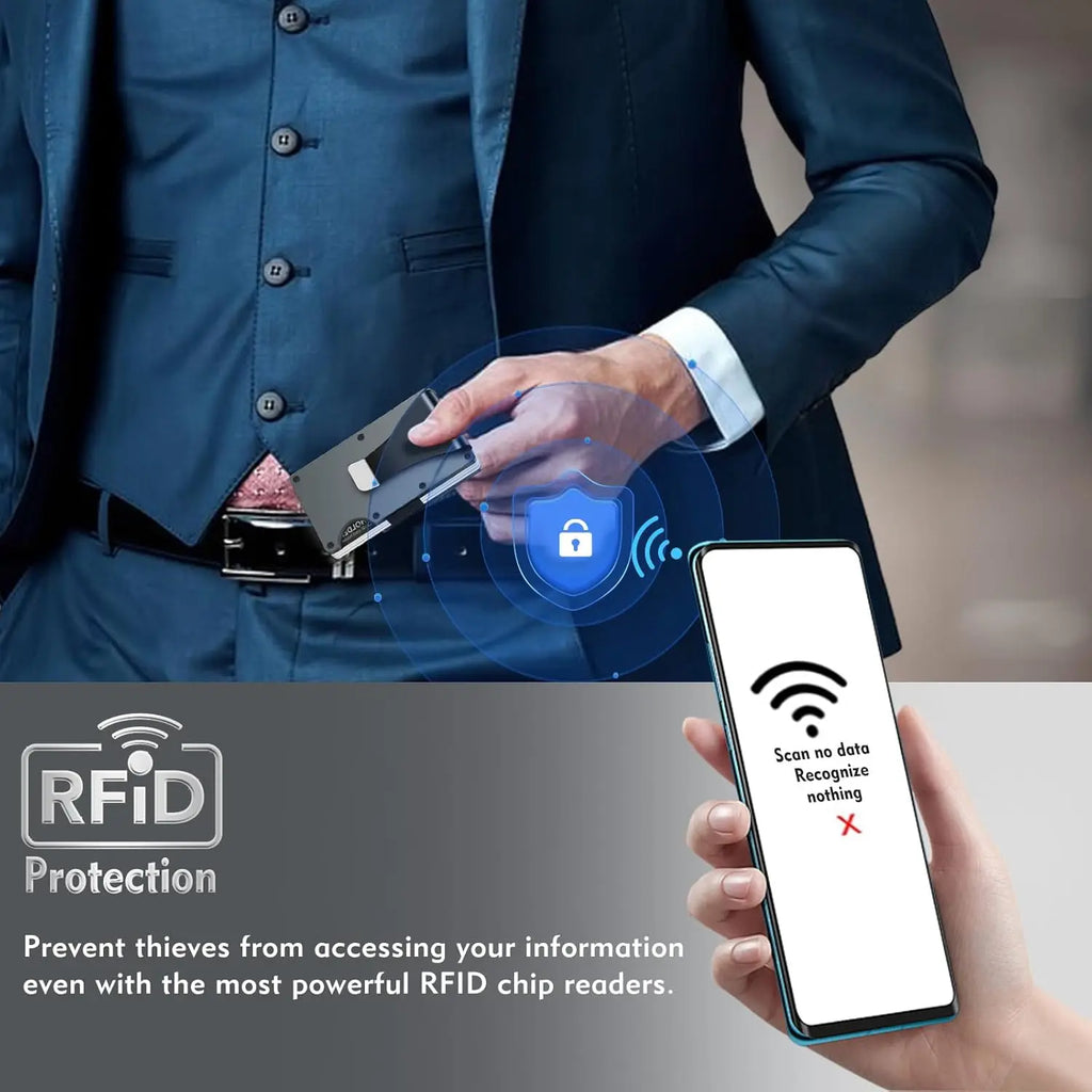 Ultra-Thin & RFID Blocking! Unisex Minimalist Wallet - Scratch-Resistant, Credit Card Holder + Removable Money Clip