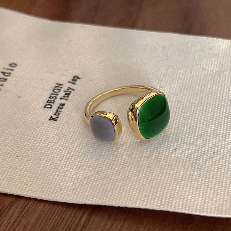 Luxury Retro Gold Color Double Oil Drip Open Rings for Women Irregular Adjustable Finger Ring 2023 New Trendy Wedding Jewelry