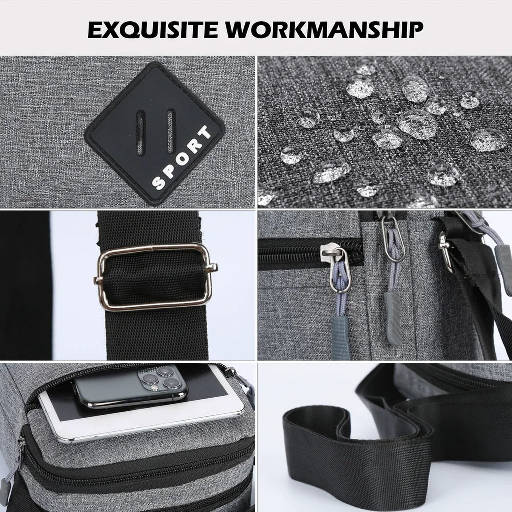 Men’s Crossbody Shoulder Bag, Lightweight Casual Sling Bag with Multi Zipper Pockets for Travel, Work, Daily Use