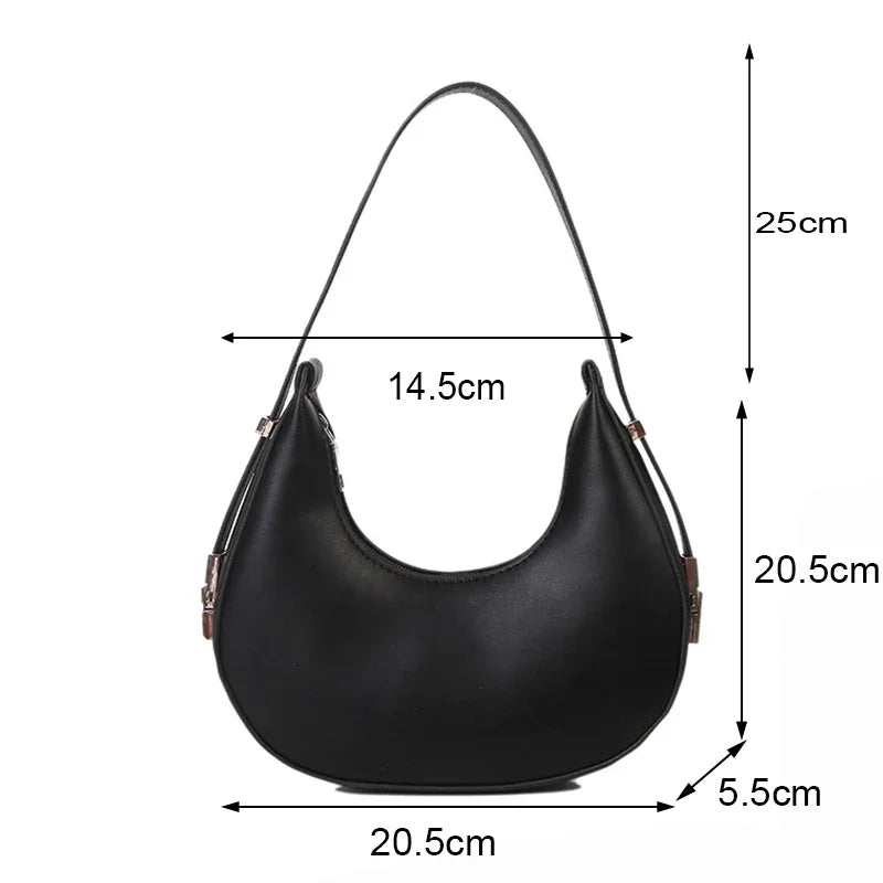 Fashion Luxury Design PU Leather Hobo Shoulder Bag Women Small Clutch Handbag Purse Female Underarm Bag Travel Totes
