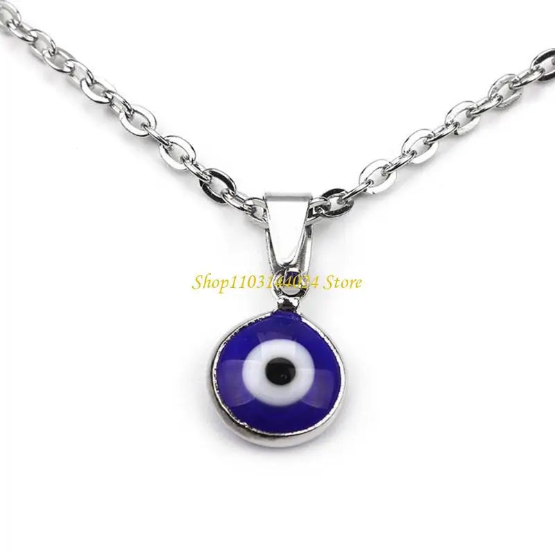 N5KE Blue for Evil Eye Pendant Necklace New Fashionable Women's Good Luck Chain Neckl