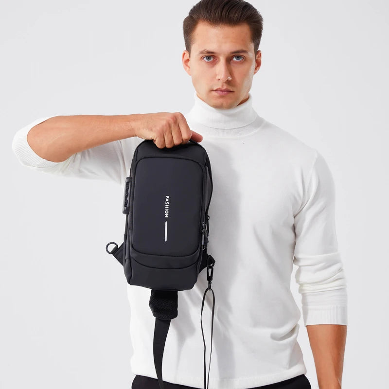 New Brand Designer Men Crossbody Bag PU Leather Classic Anti-Theft Shoulder Bag Chest Bag Multifunctional for Men