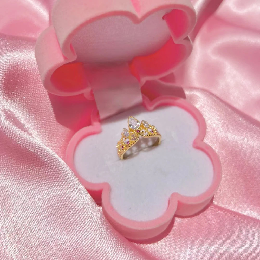 Rapunzel Crown Rings,Princess Jewelry,For Woman Girls,Fashion Wedding Accessories,Gold Plated,Adjustable Rings ,Gift For Her
