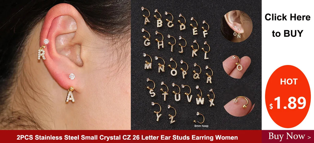 2PCS Stainless Steel 2/3/4/5mm Zircon Sparkling Stud Earrings for Women Girl Minimalism Labret Lip Tragus Helix Piercing Jewelry