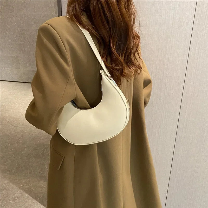 Fashion Luxury Design PU Leather Hobo Shoulder Bag Women Small Clutch Handbag Purse Female Underarm Bag Travel Totes