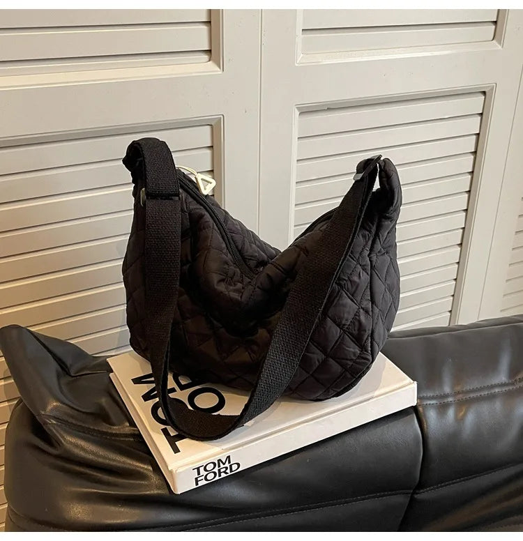 2025 Spring Grid Dumpling Bag Women Crossbody Shoulder Bag ins Design Casual Daily Use Purse