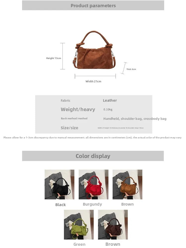 Suede Shoulder Bag Unique Niche Design Fashion Versatile Portable Messenger Bag