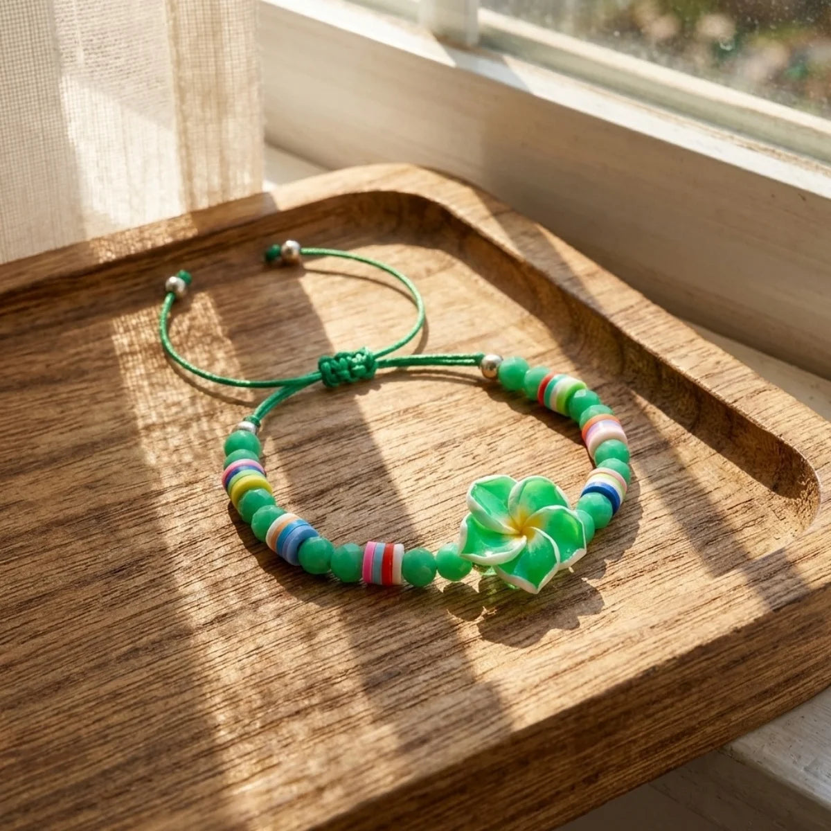 Crystal Beads Soft Polymer Clay Flower Bracelets For Women Men Bohemian Resin Floral Handmade Woven Bangles Summer Party Jewelry