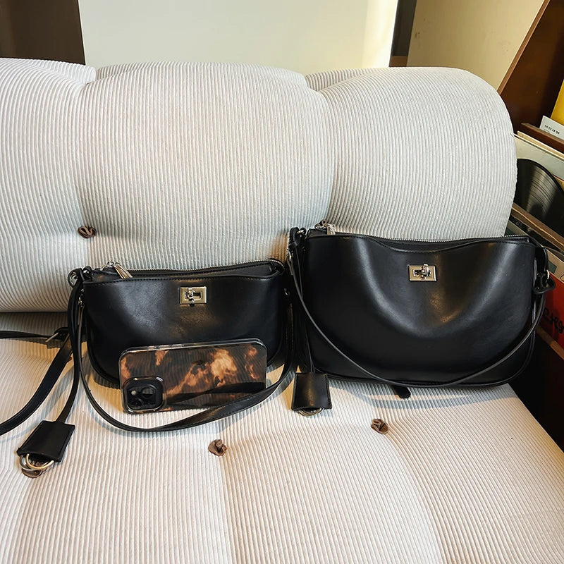 Luxury Rodeo Women Shoulder Bags Cowhide Leather Brand Black Handbags For Women Fashion Gold Silver Buckle Design Underarm Bags