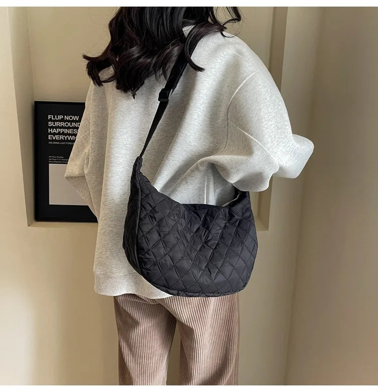 2025 Spring Grid Dumpling Bag Women Crossbody Shoulder Bag ins Design Casual Daily Use Purse