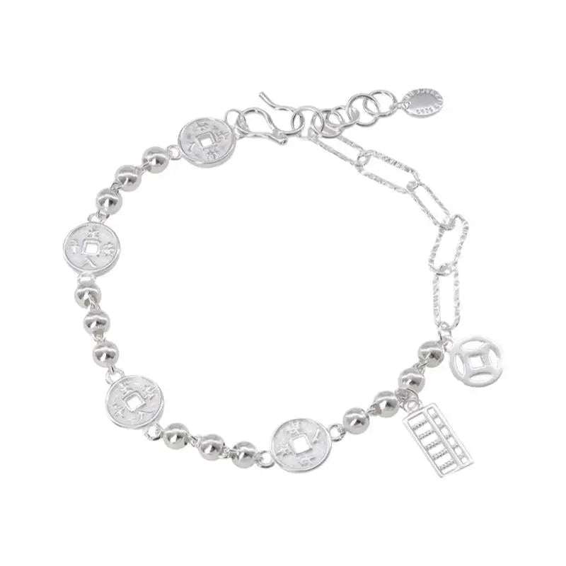 Gift-worthy Elegant Silver Bracelet, Geometric Design with Punk-style; Asymmetrical Beaded Jewelry for Women and Fashion Girls.