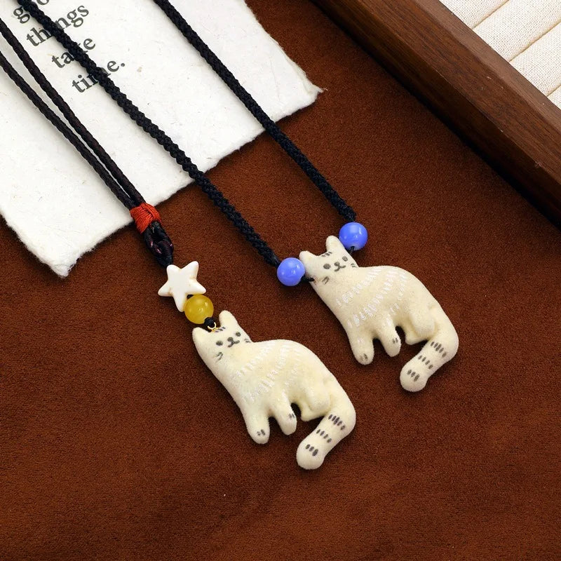Trendy 3D Cute Kitten Pendant Necklace for Women, Retro Fashion Elegant Women's Versatile Sweater Necklace Wholesale