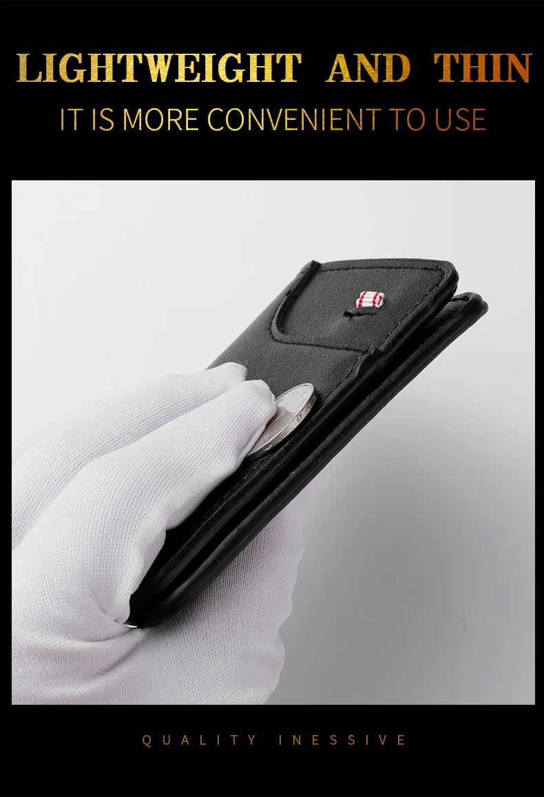 Minimalist PU Leather Retro Men's Wallet Black Coffee Ultra Thin Multiple Pockets Soft Two-Fold ID Card Holder Credit Card 2026