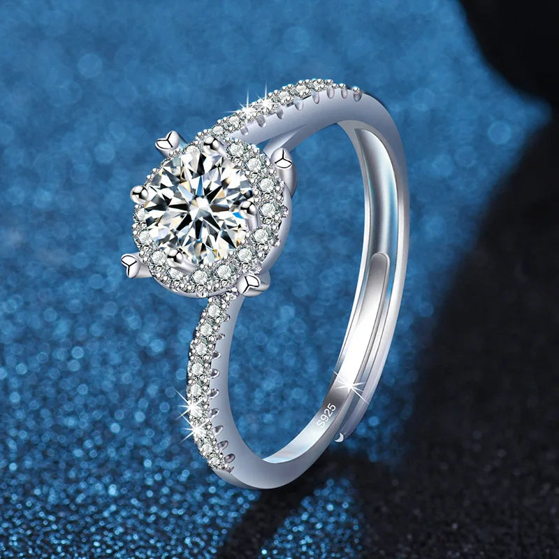 925 Sterling Silver Ring Adjustable for Women Luxury Shining Beautiful Ring Fashion Wedding Jewelry Party Women Zircon Ring