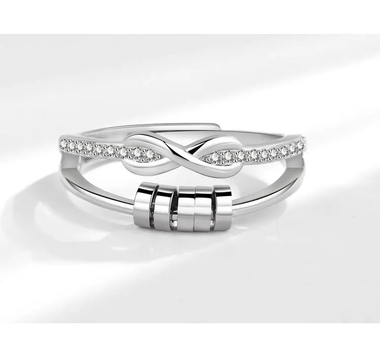 Luxury Infinite Love Adjustable Fidget Rings For Women Rotating Beads Crystal Anxiety Relief Spinning Ring Jewelry Anillos Mujer