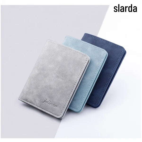Ultra-Thin Mini Wallet Card Holder Unisex Design for Men Women Multifunctional with License/ID Vertical Leather Case for Storage