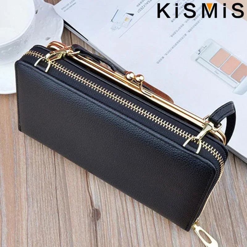 Ladies Crossbody Bag Double Layer PU Leather Handbag for Women Casual Shoulder Purse Wallet Clutch Everyday Use Travel