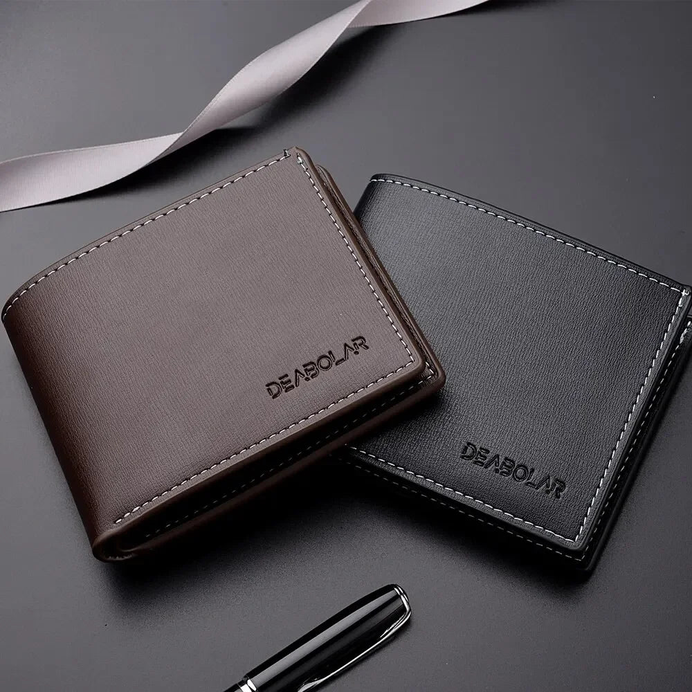 Minimalist Bifold Multi Male Card Holder High Quality PU Leather Men's Short Wallet With ID Window Folding Young Credit Purse
